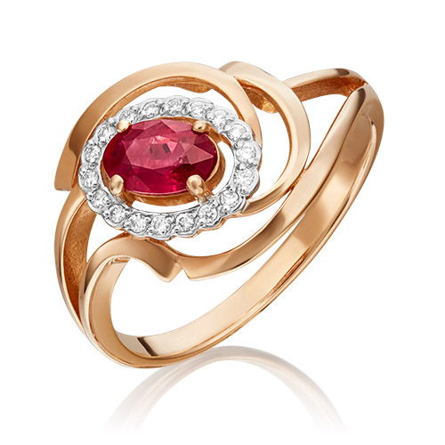 

Кольцо из золота р.  PLATINA jewelry 01-0222-00-107-1110-30, рубин\бриллиант, 01-0222-00-107-1110-30