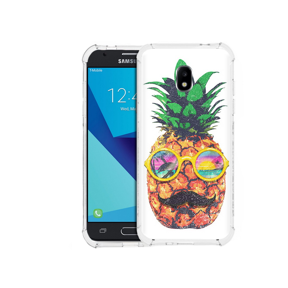 

Чехол MyPads Tocco для Samsung Galaxy J3 (2017) прикольный ананас с лицом, Прозрачный, Tocco