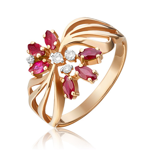 

Кольцо из золота р. 17,5 PLATINA jewelry 01-0267-00-107-1110-30, рубин\бриллиант, 01-0267-00-107-1110-30