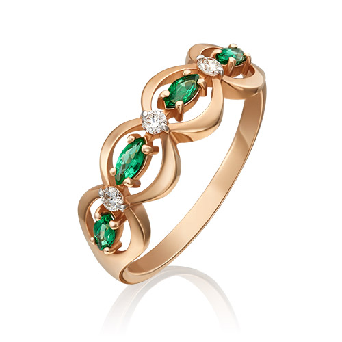 

Кольцо из золота р. 18 PLATINA jewelry 01-0275-00-106-1110-30, бриллиант\изумруд, 01-0275-00-106-1110-30