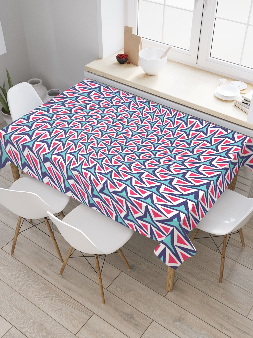 

Скатерть прямоугольная JoyArty "Треугольная абстракция" из сатена, 180x145 см, Голубой, Треугольная абстракция