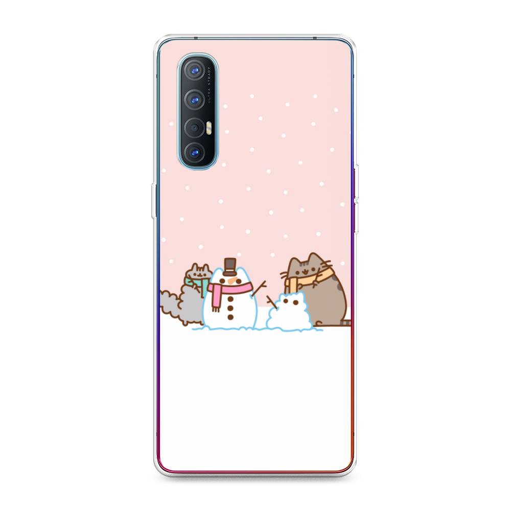 

Чехол для Oppo Reno 3 Pro "Котики в снегу", Розовый;белый;серый, 252550-5