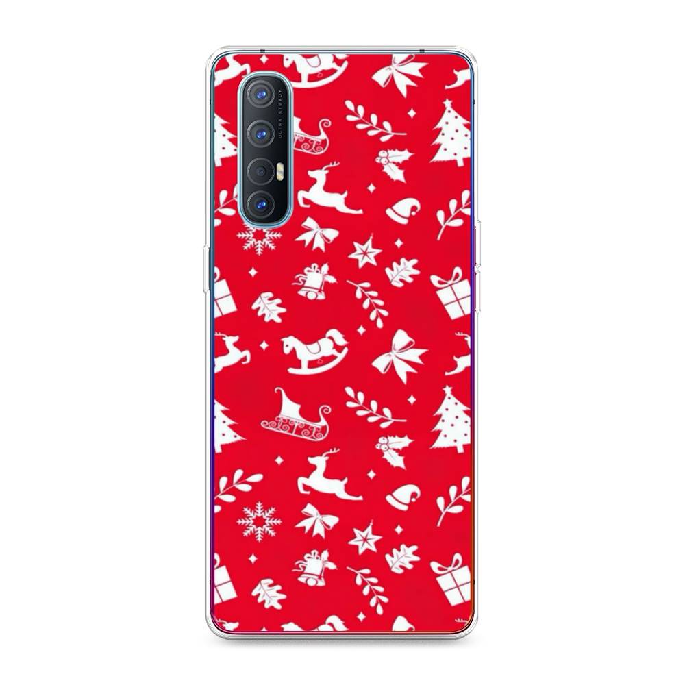 

Чехол для Oppo Reno 3 Pro "Красный новогодний фон", Красный;белый, 252550-5