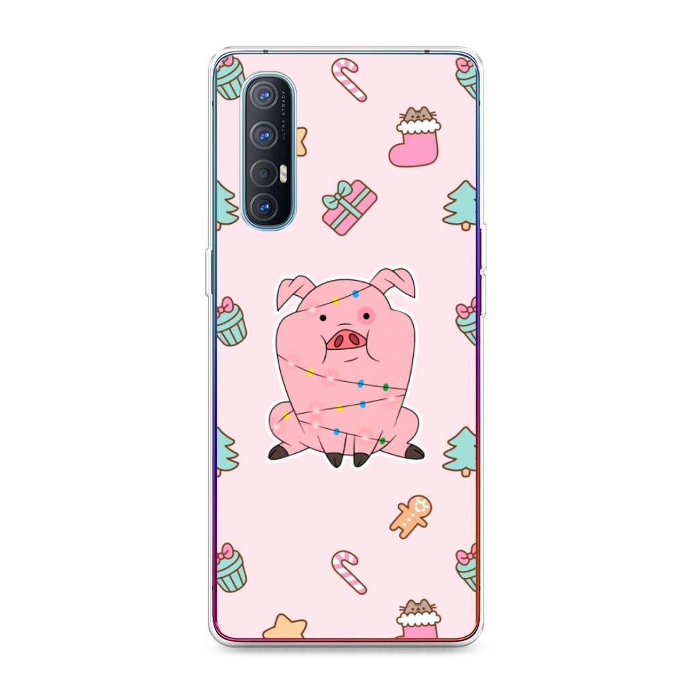 

Чехол для Oppo Reno 3 Pro "Розовая свинка", Розовый;зеленый, 252550-5