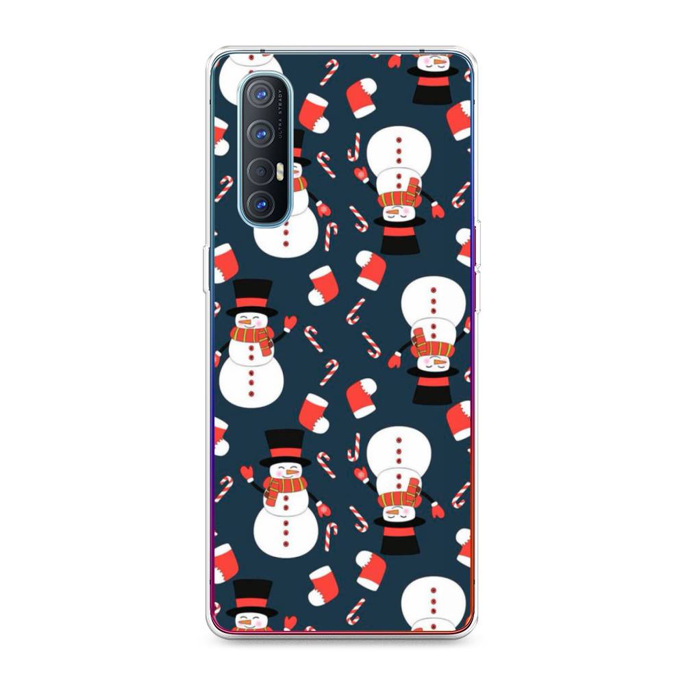 

Чехол для Oppo Reno 3 Pro "Синие снеговики", Синий;белый;красный, 252550-5