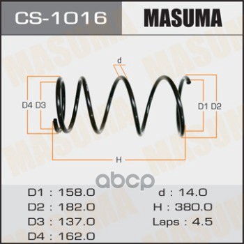 

Пружина подвески Masuma CS1016