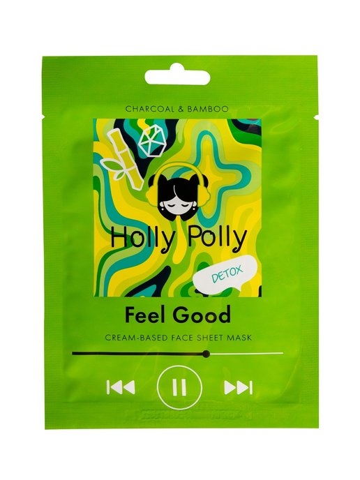 фото Маска holly polly feel good тканевая для лица с углем и экстрактом бамбука детокс, 22г