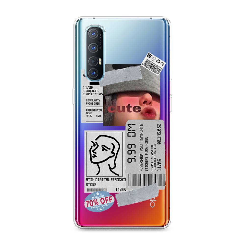 

Чехол на Oppo Reno 3 Pro "Cute girl collage", Розовый;серый;голубой, 252550-6