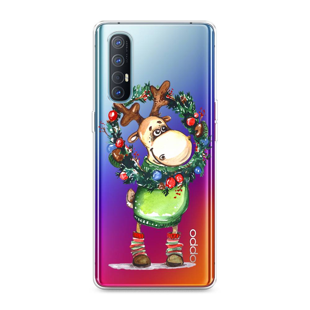 

Чехол для Oppo Reno 3 Pro "Олень с новогодним венком", 252550-4