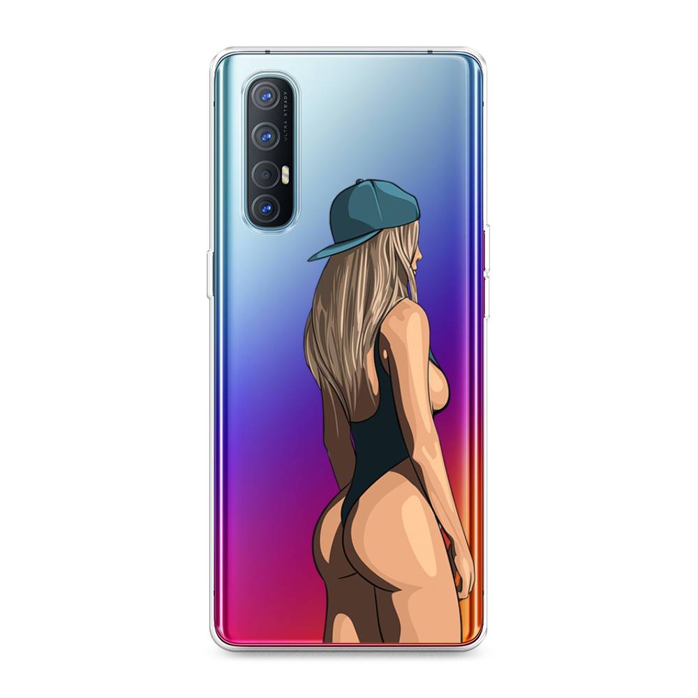 

Чехол для Oppo Reno 3 Pro "Девушка в черном купальнике", Зеленый;бежевый;черный, 252550-6