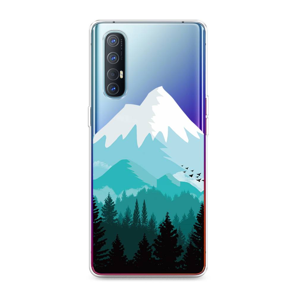 

Чехол на Oppo Reno 3 Pro "Синяя снежная гора", Белый;голубой, 252550-2
