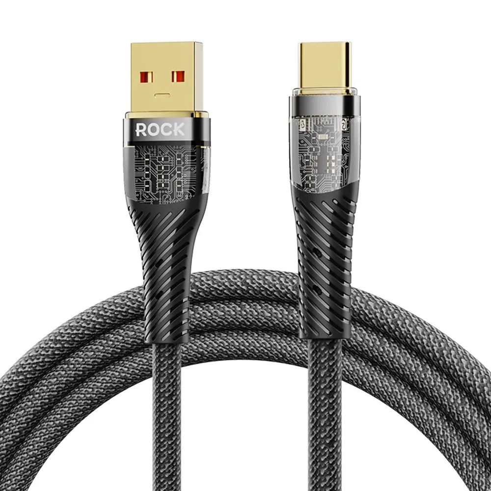 Кабель ROCK Xiaomi PD100W USB to USB Type-C Cable Coil Fast Charging Cable черный