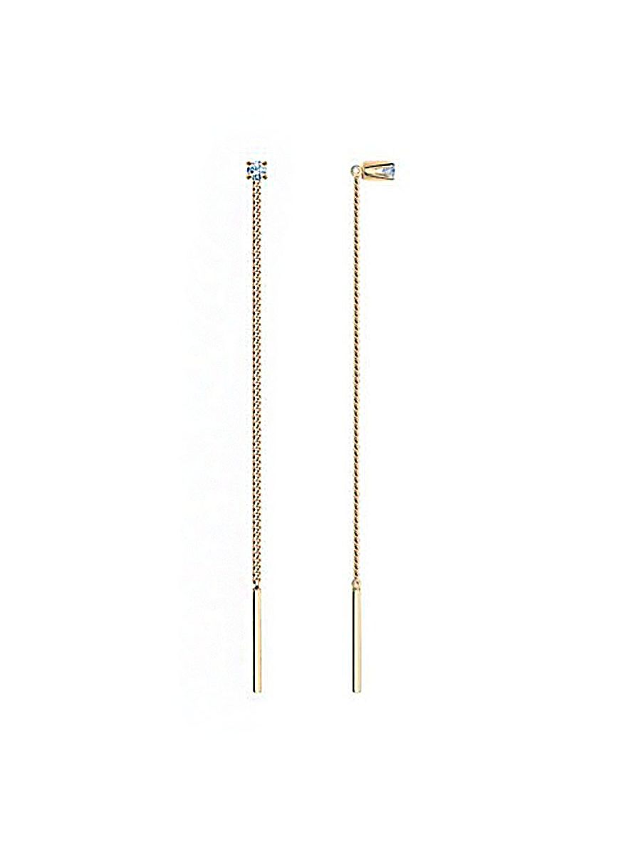 

Серьги продевки из золота TEO MAORI 820611, фианит, 820611