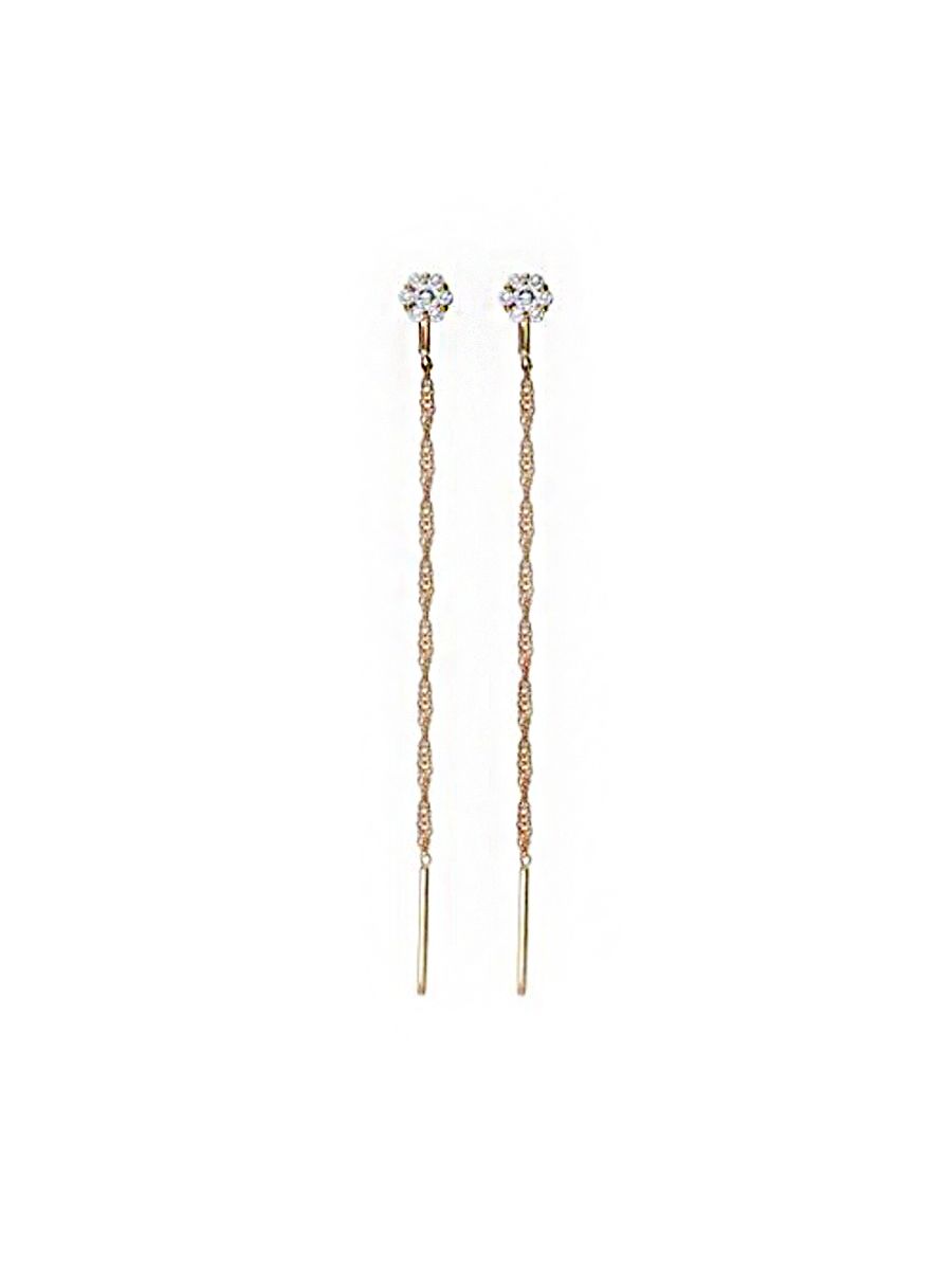 

Серьги продевки из золота TEO MAORI 825997, фианит, 825997