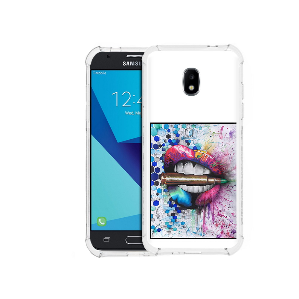 

Чехол MyPads Tocco для Samsung Galaxy J3 (2017) разноцветные губы с пулей, Прозрачный, Tocco
