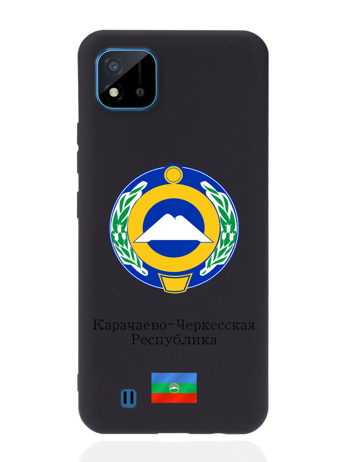 

Чехол SignumCase для realme C11 (2021) Герб Карачаево-Черкесской Республики черный, Разноцветный