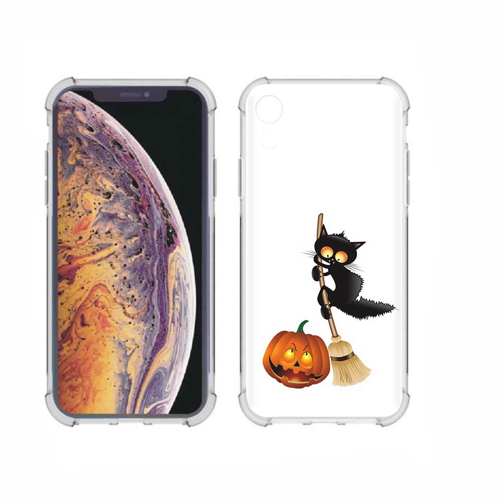 

Чехол MyPads Tocco для Apple iPhone XR хэлуинский котик, Прозрачный, Tocco