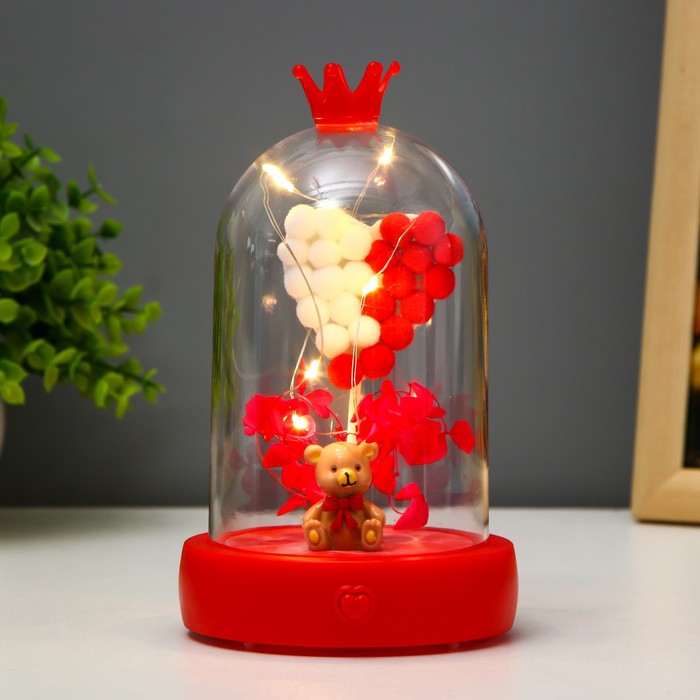 

Ночник Risalux Мишка LED от батареек 3хААА красный
