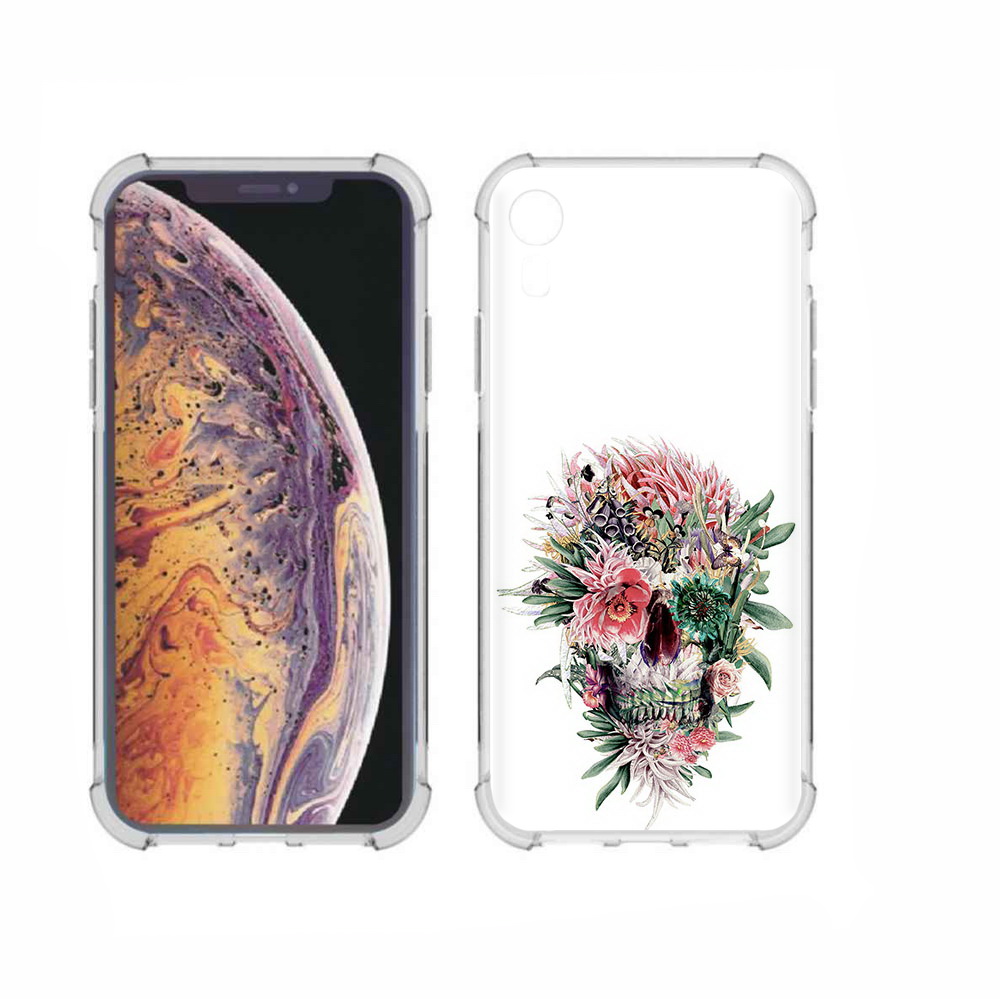 

Чехол MyPads Tocco для Apple iPhone XR череп из цветов, Прозрачный, Tocco