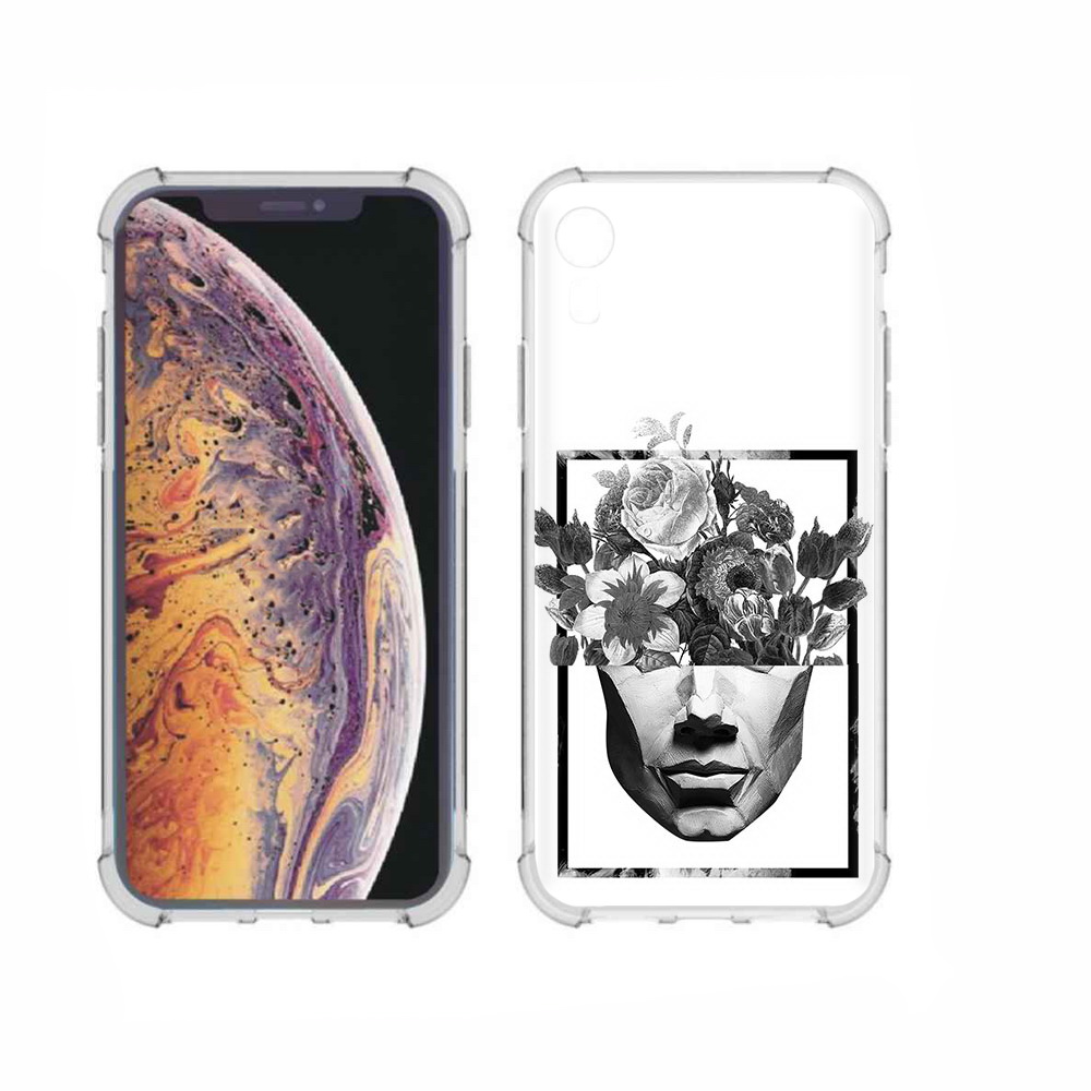 

Чехол MyPads Tocco для Apple iPhone XR черно белая ваза в абстракции, Прозрачный, Tocco