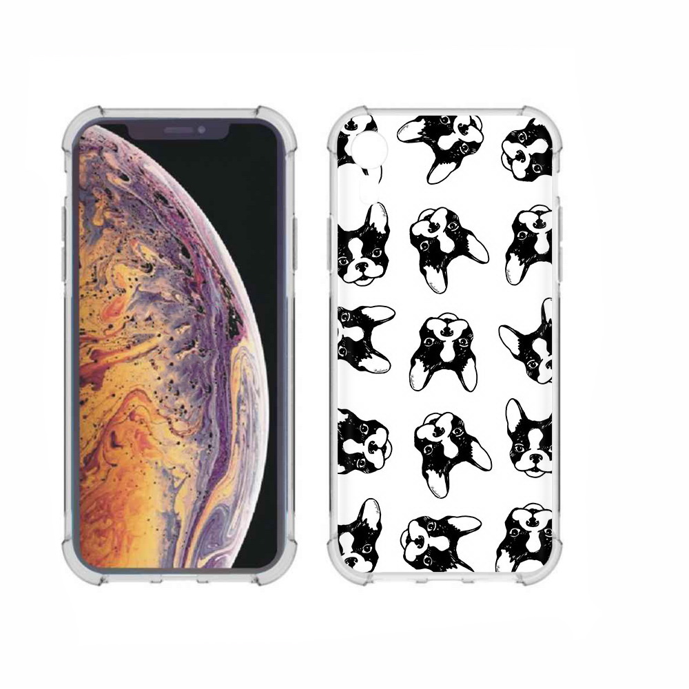 

Чехол MyPads Tocco для Apple iPhone XR черно белые собачки, Прозрачный, Tocco