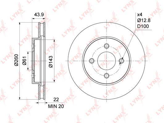 

Диск тормозной передний Nissan Micra III 03>10 Lynx BN1115