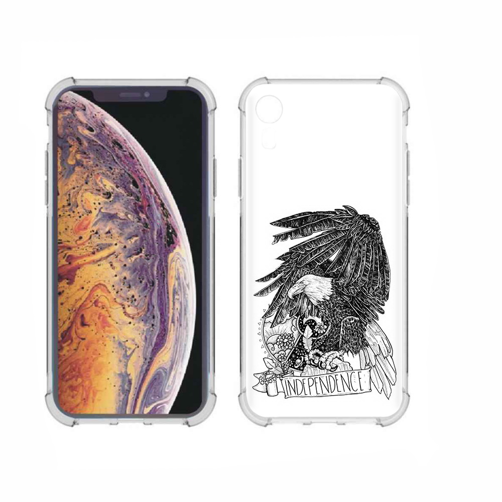 

Чехол MyPads Tocco для Apple iPhone XR черно белый сокол, Прозрачный, Tocco