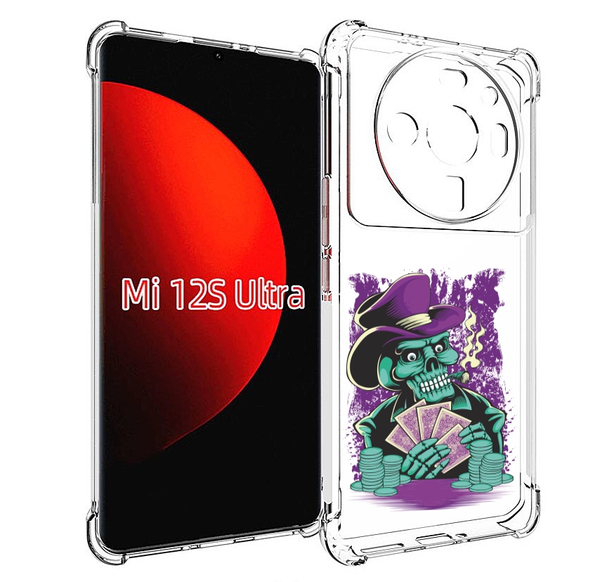 

Чехол MyPads зеленый череп с картами для Xiaomi 12S Ultra, Прозрачный, Tocco