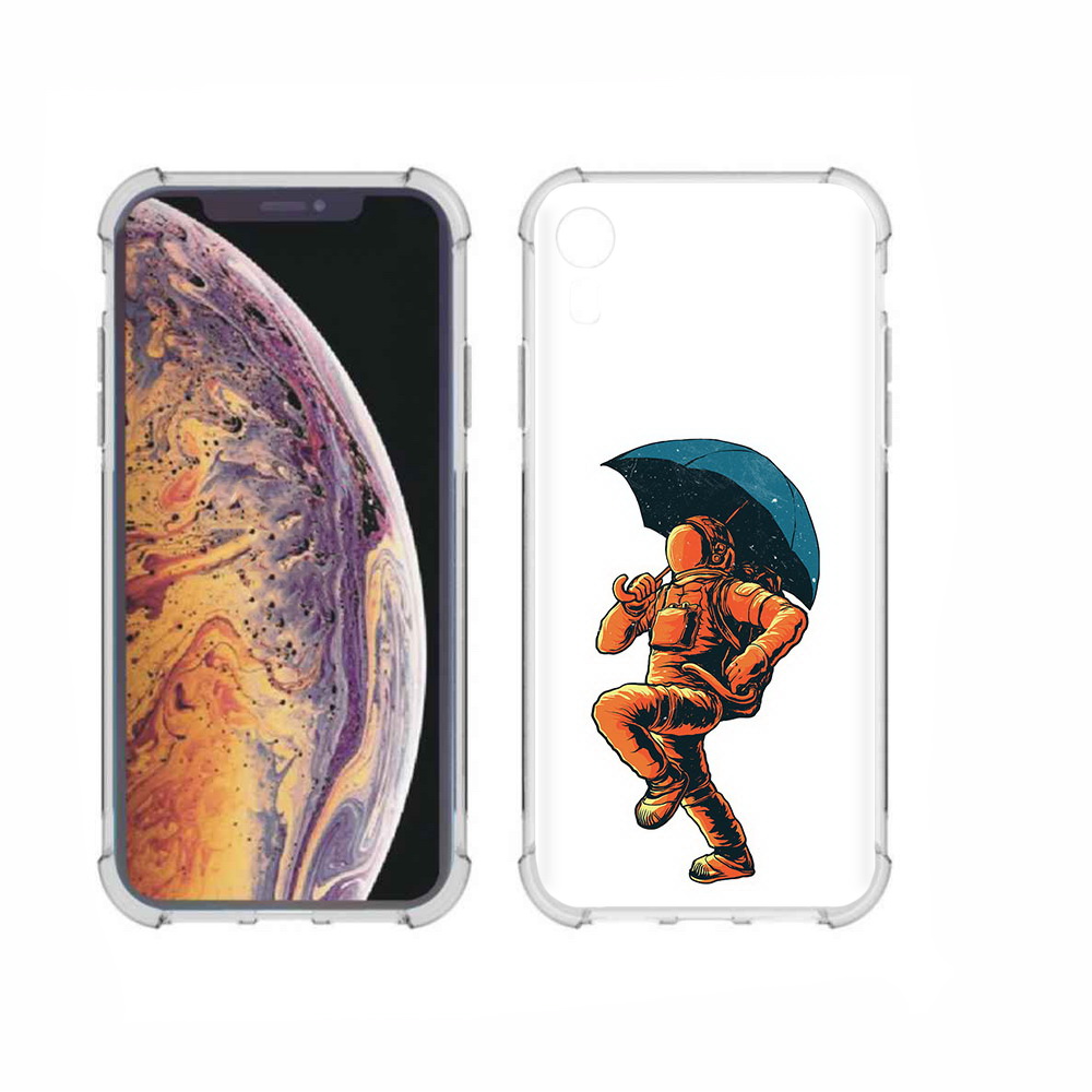 

Чехол MyPads Tocco для Apple iPhone XR шагающий космонавт с зонтом, Прозрачный, Tocco