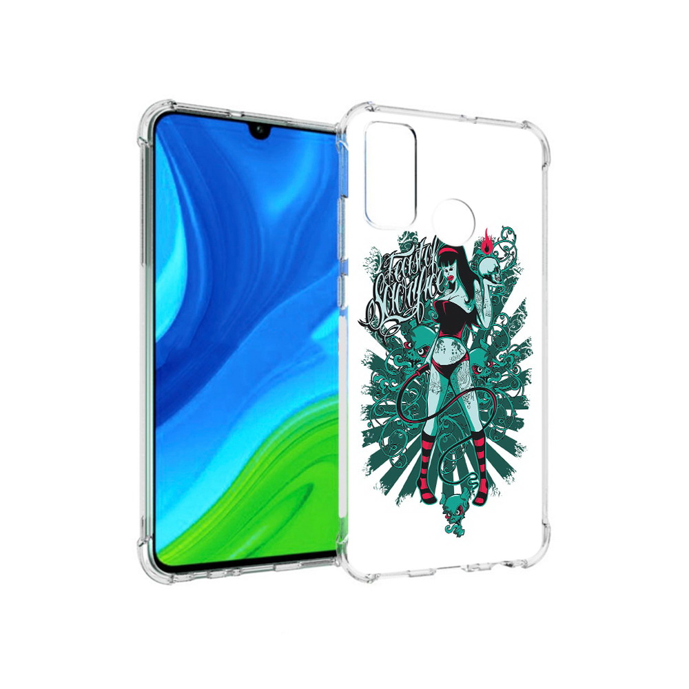 Чехол MyPads Tocco для Huawei P Smart (2020) нарисованная девушка в татуировках