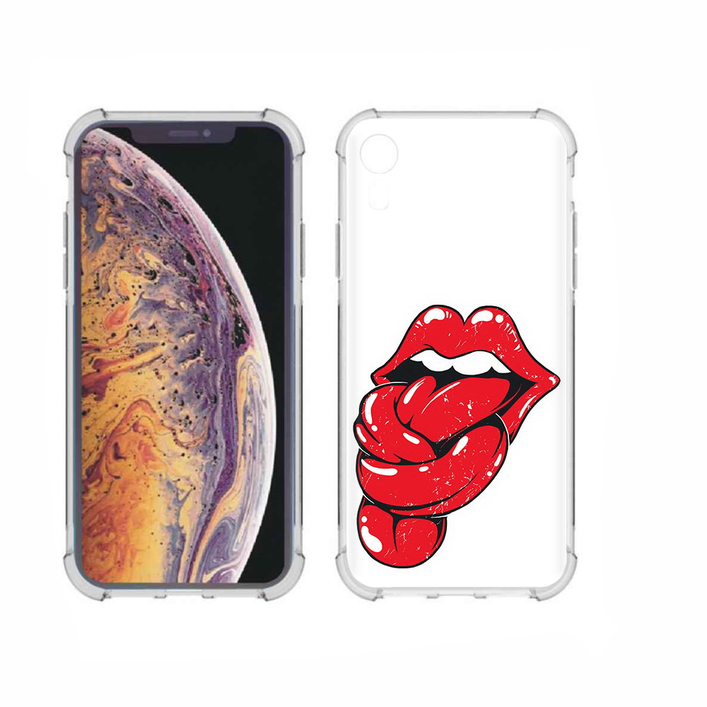 

Чехол MyPads Tocco для Apple iPhone XR яркие губы с языком, Прозрачный, Tocco