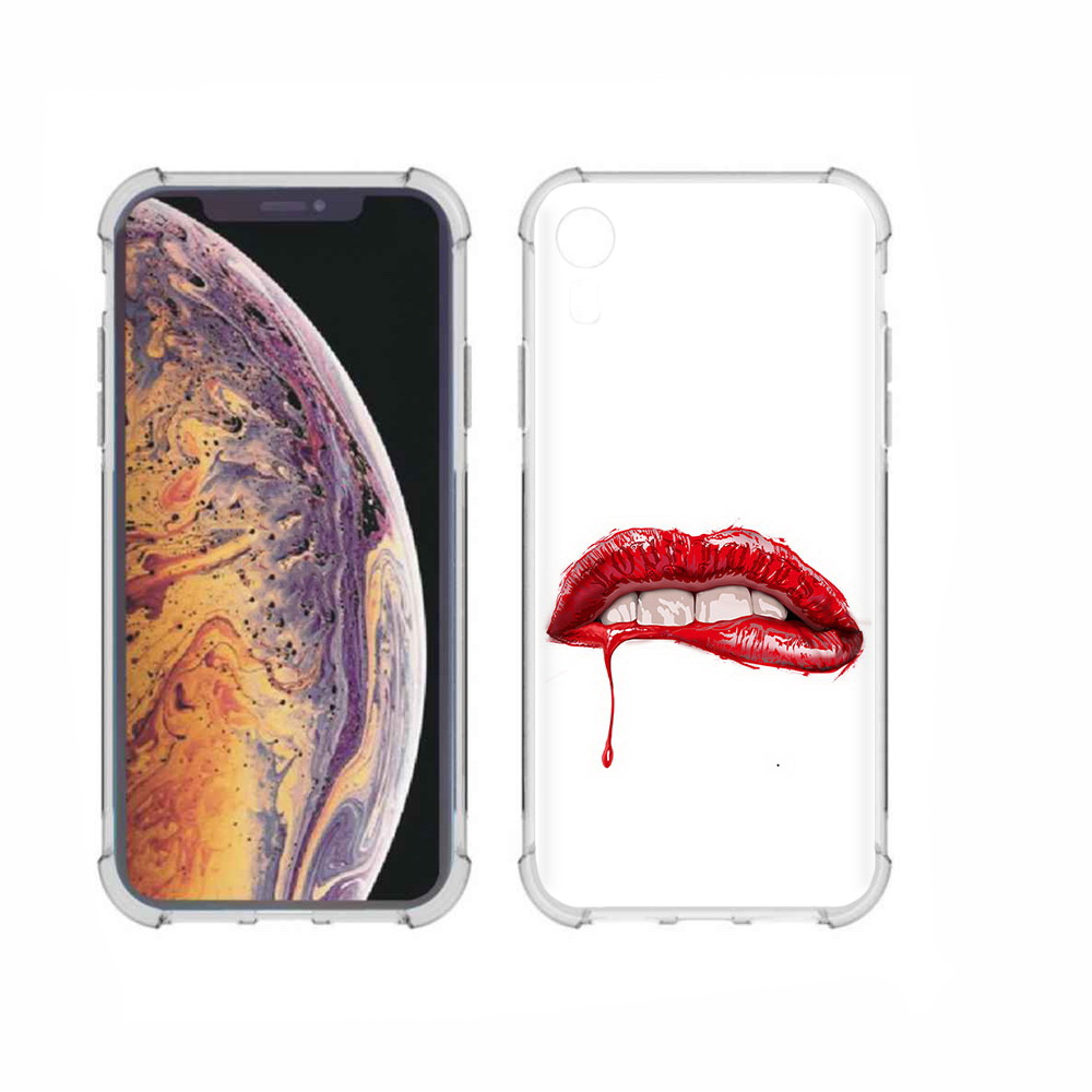 

Чехол MyPads Tocco для Apple iPhone XR яркие красные губы, Прозрачный, Tocco