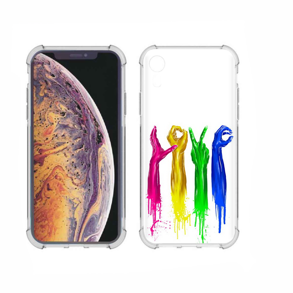 

Чехол MyPads Tocco для Apple iPhone XR яркие руки love, Прозрачный, Tocco