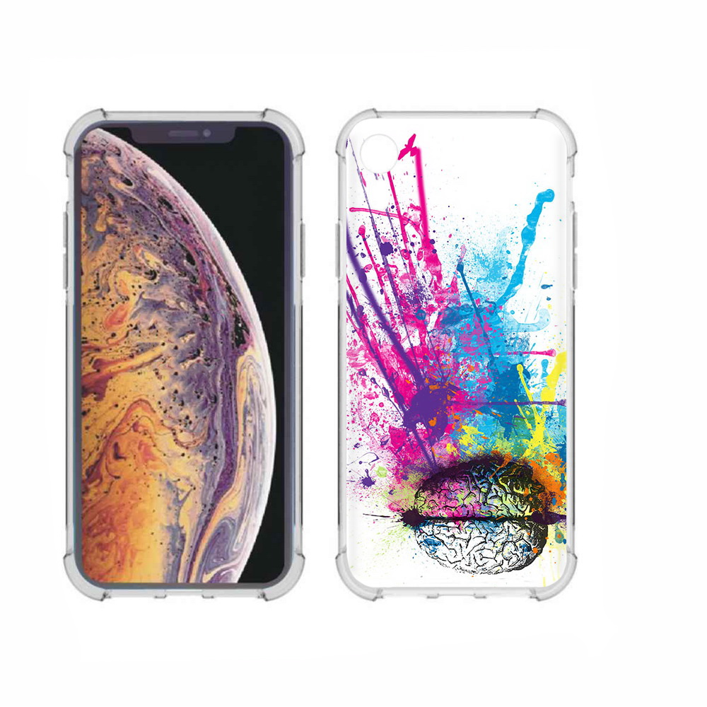 

Чехол MyPads Tocco для Apple iPhone XR яркий красочный мозг, Прозрачный, Tocco