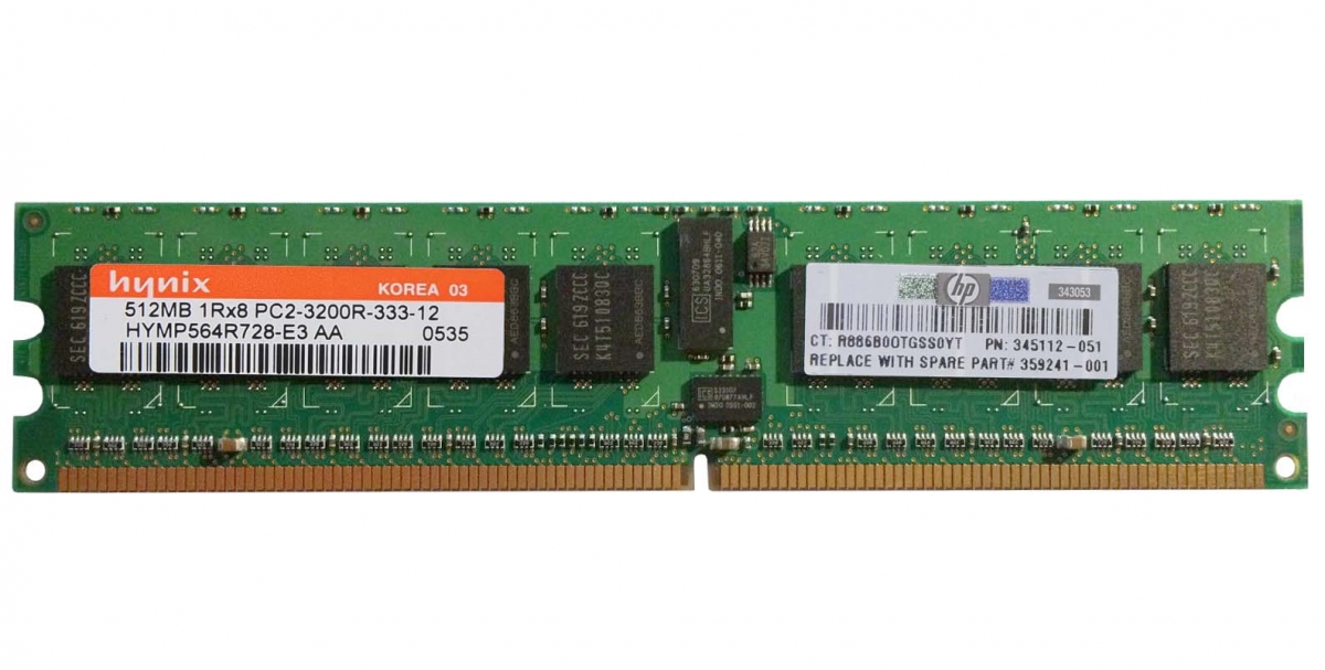 

Оперативная память HP 359241-001 (211148) DDR2 1x0,5Gb 400MHz, 359241-001