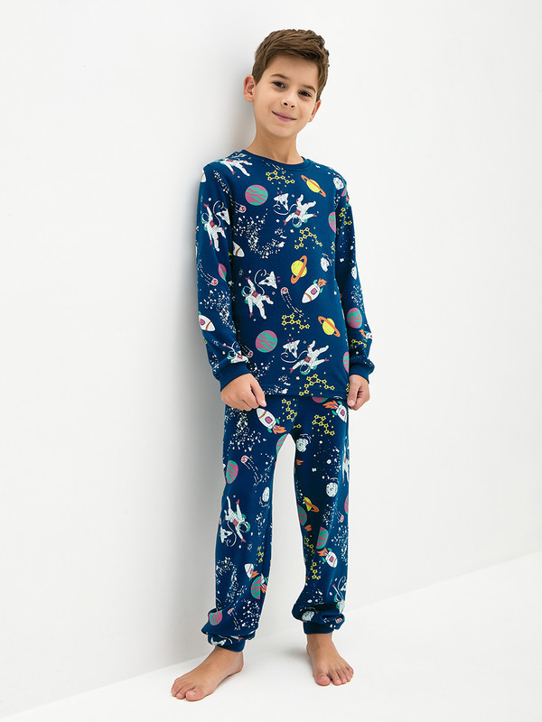 Пижама детская KOGANKIDS 552-814-08, синий набивка, 98