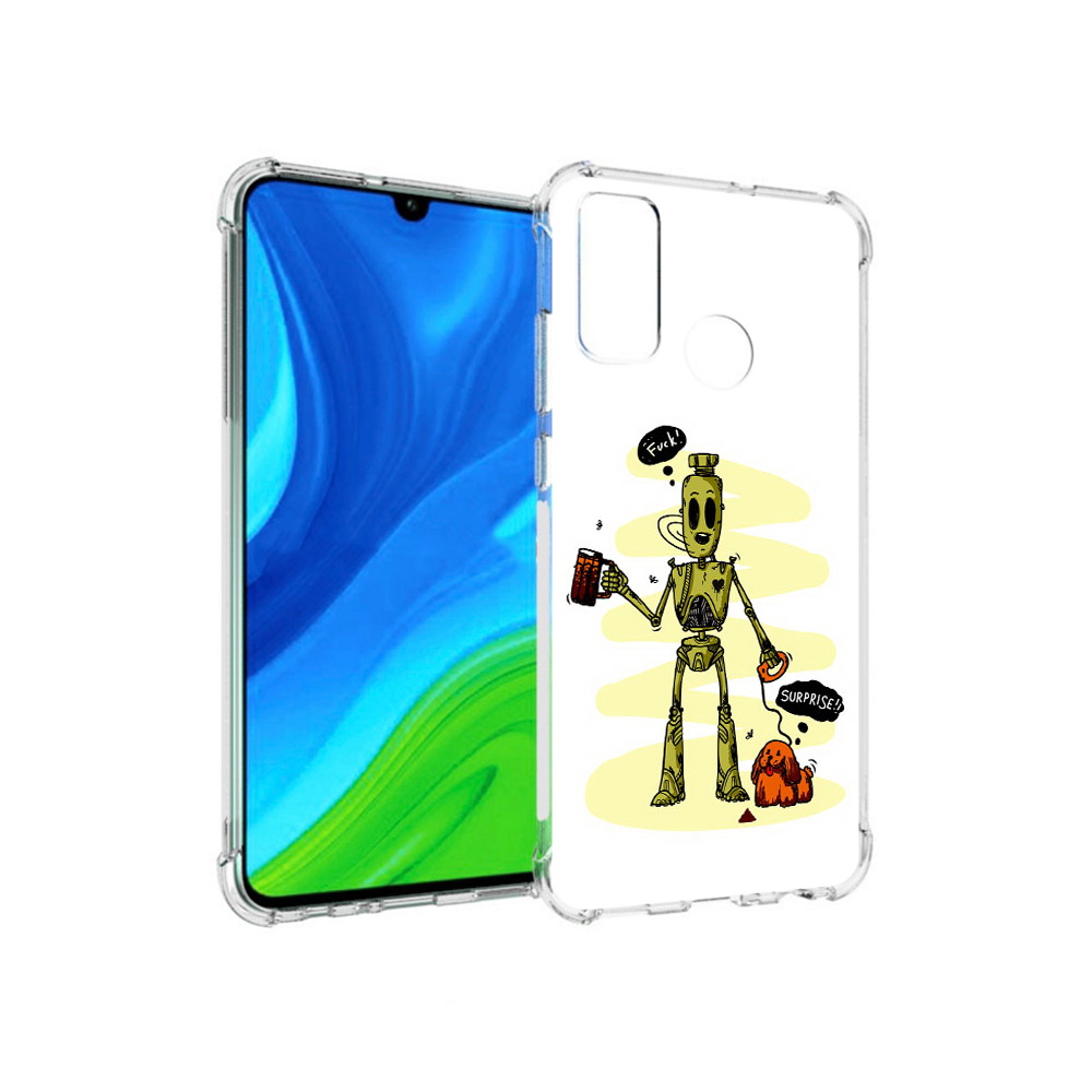 

Чехол MyPads Tocco для Huawei P Smart (2020) прикольный робот, Прозрачный, Tocco