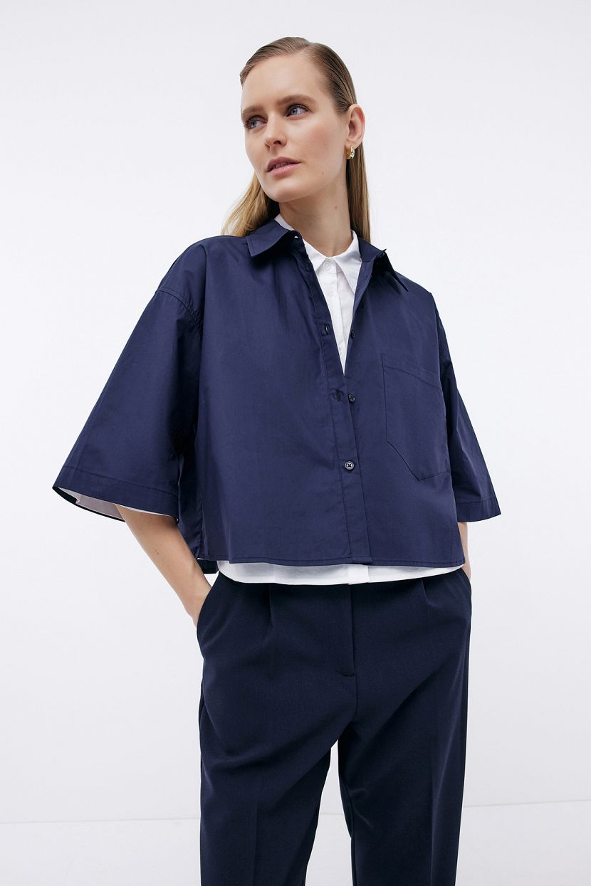 

Рубашка женская Baon B1924023 синяя 2XL, Синий, B1924023