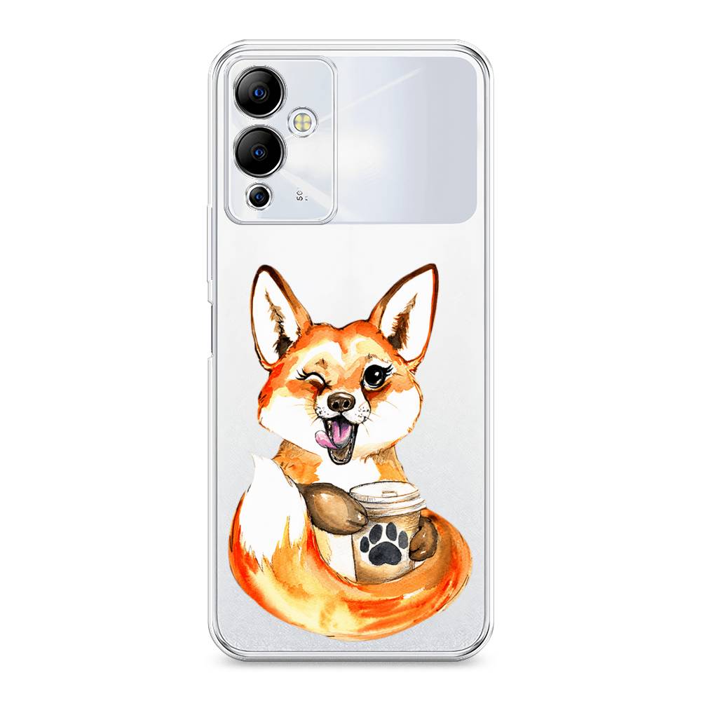 

Чехол на Infinix Note 12i "Подмигивающая лиса с кофе", Оранжевый;белый;коричневый, 3102050-4