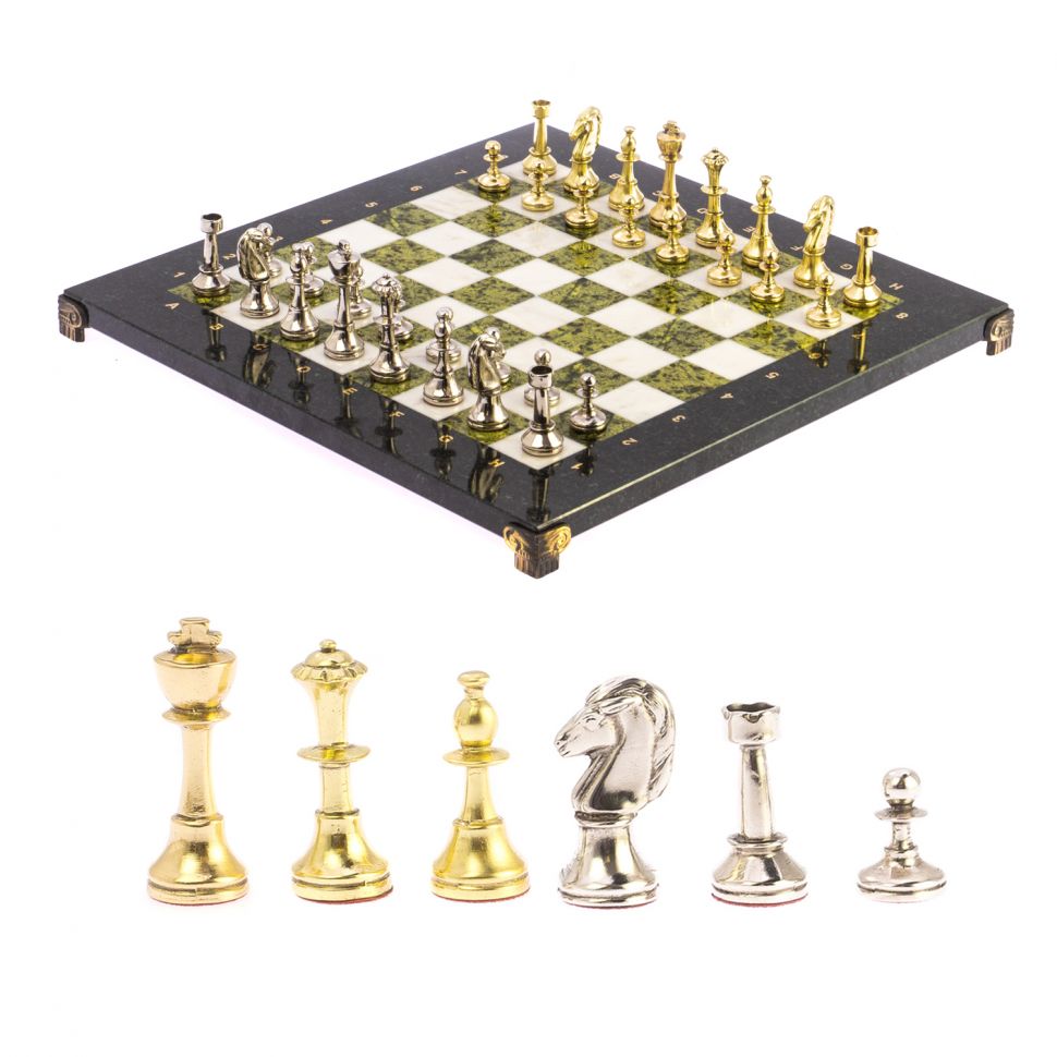 

Шахматы Уральский сувенир Стаунтон доска 36х36 см мрамор, змеевик