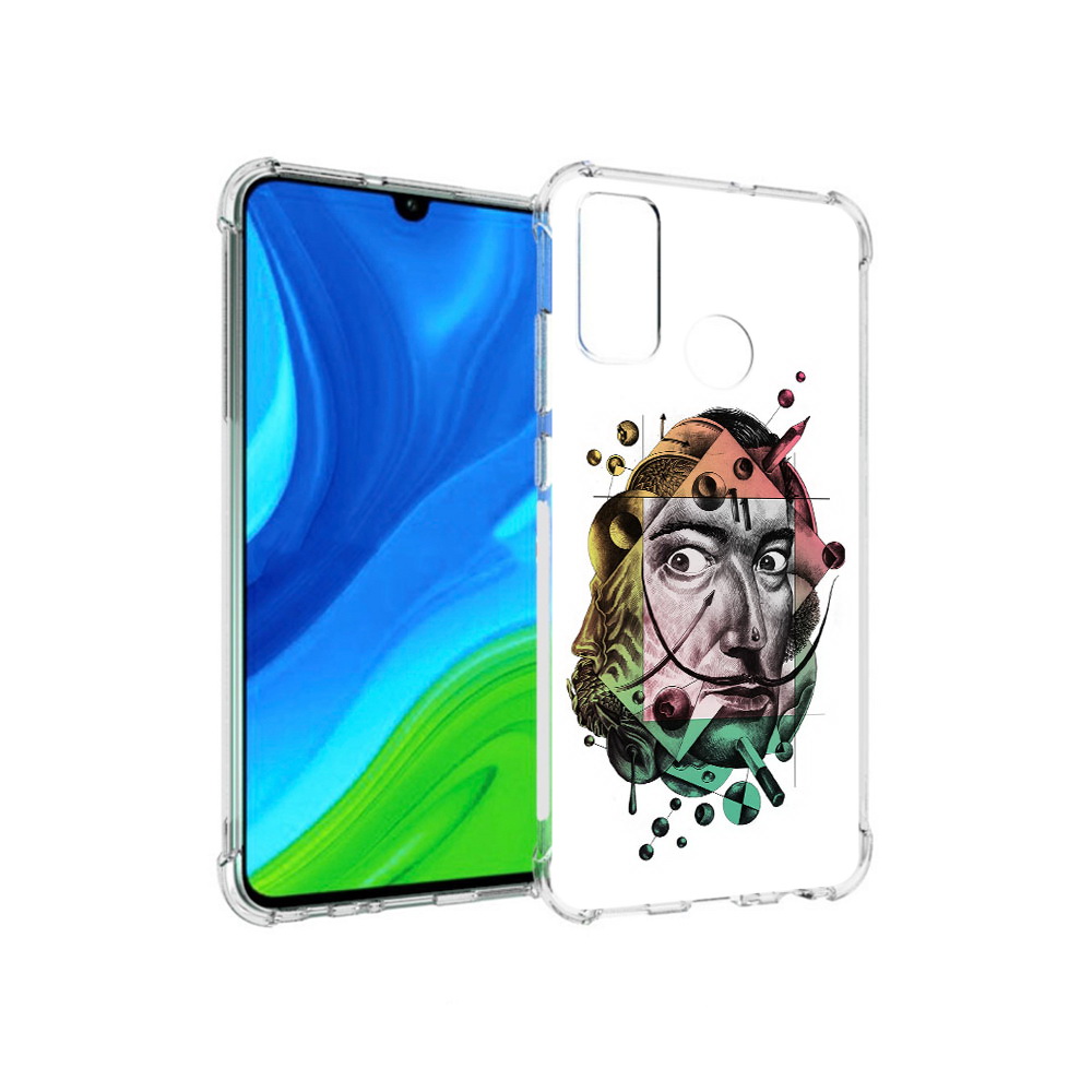 

Чехол MyPads Tocco для Huawei P Smart (2020) разноцветное лицо абстракция, Прозрачный, Tocco