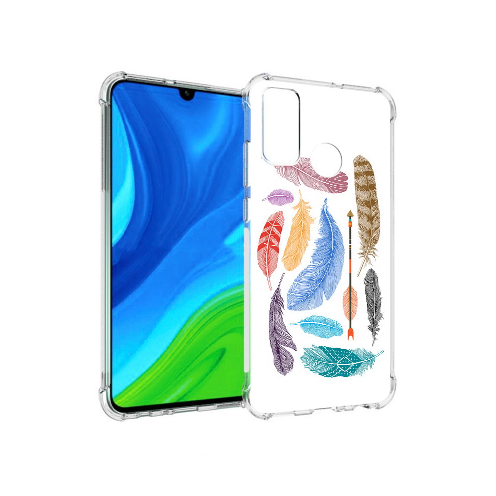 

Чехол MyPads Tocco для Huawei P Smart (2020) разноцветные перья, Прозрачный, Tocco