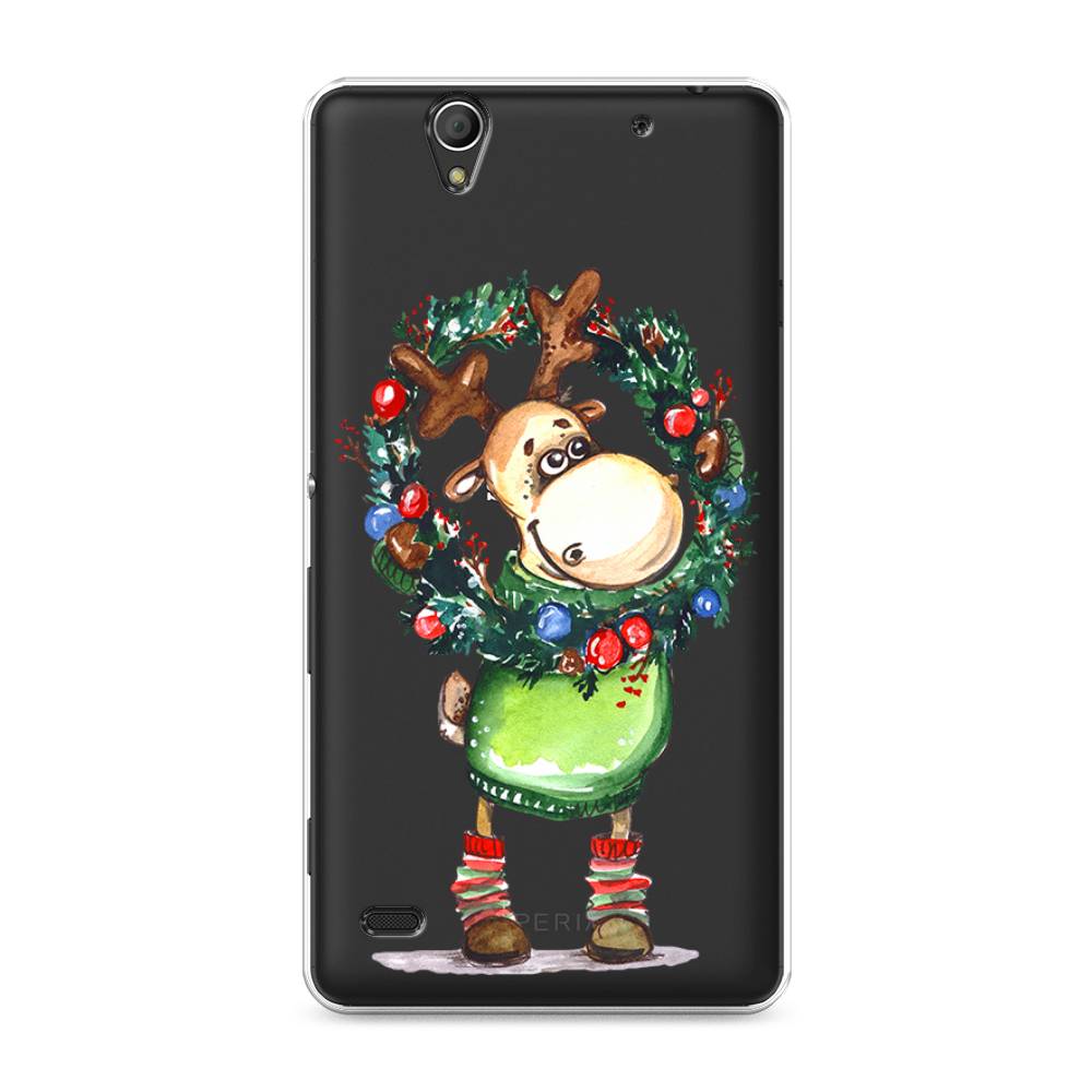 

Чехол на Sony Xperia C4 "Олень с новогодним венком", 52650-4