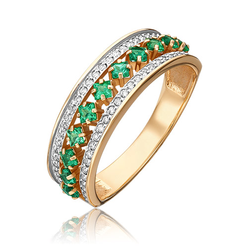 

Кольцо из золота р.  PLATINA jewelry 01-0585-00-106-1110-30, бриллиант\изумруд, 01-0585-00-106-1110-30