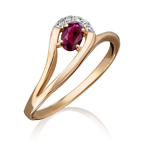 

Кольцо из золота с рубином/бриллиантом р. 17,5 PLATINA jewelry 01-0662-00-107-1110-30, 01-0662-00-107-1110-30