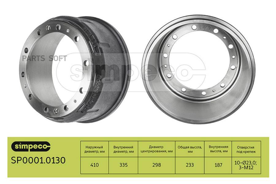 Барабан Тормозной Man О.Н.81501100232 Sp0001.0130 1Шт SIMPECO SP00010130