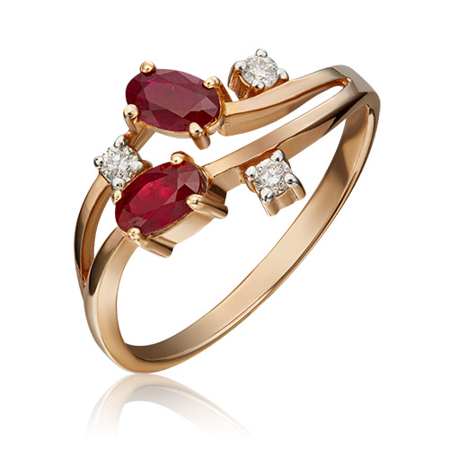 Кольцо из золота с рубином/бриллиантом р. 17 PLATINA jewelry 01-0668-00-107-1110-30