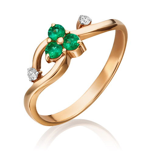 

Кольцо из золота с бриллиантом/изумрудом р. 15,5 PLATINA jewelry 01-0674-00-106-1110-30, 01-0674-00-106-1110-30