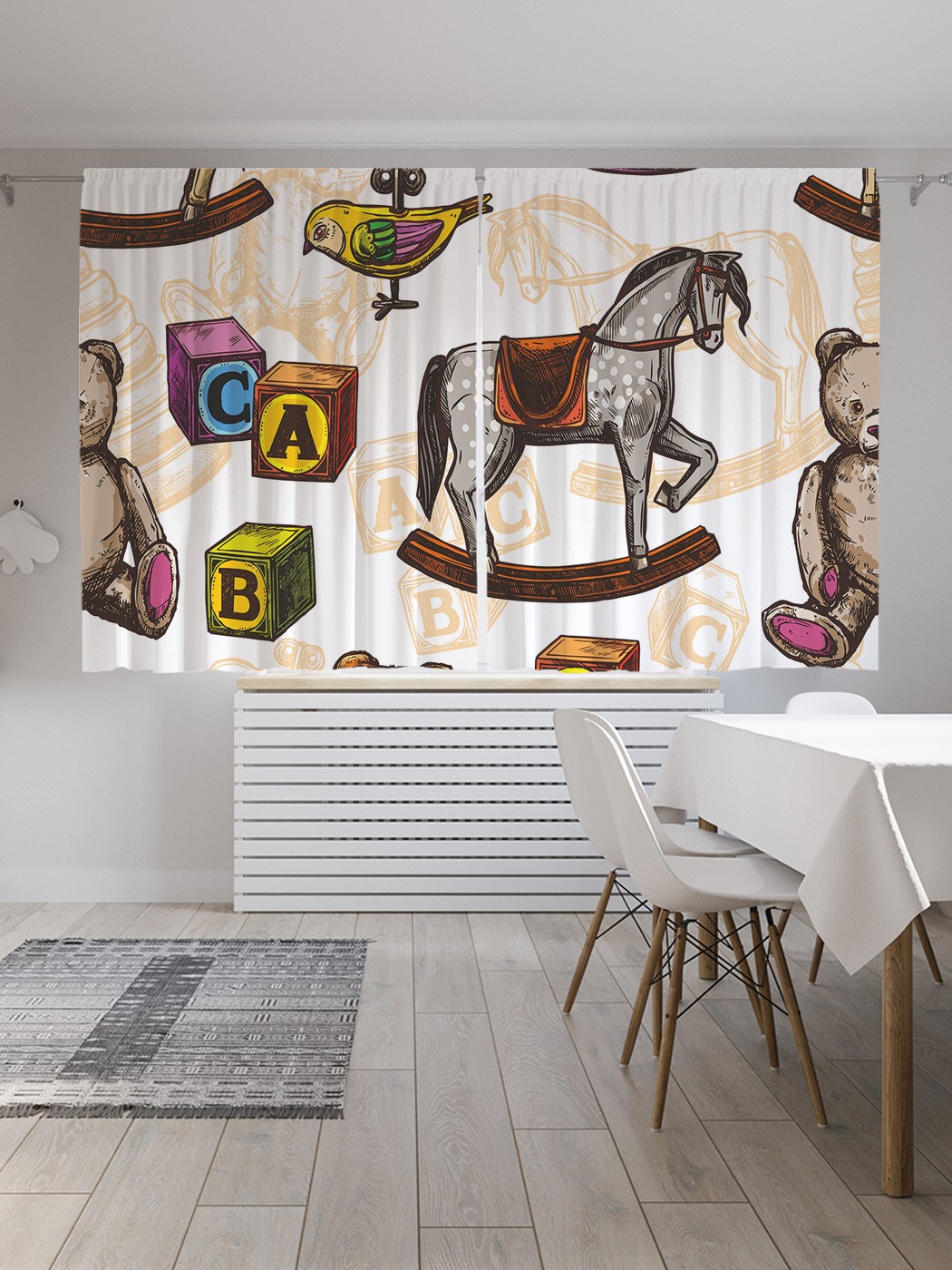 

Классические шторы JoyArty "Игрушечный хаос", серия Oxford DeLux, 2 полотна 145x180 см, Игрушечный хаос
