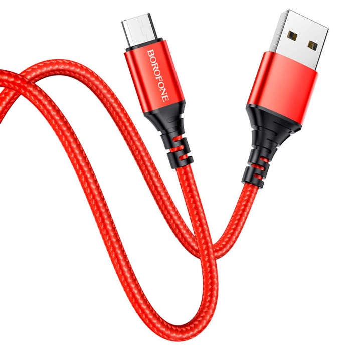 

Кабель Borofone BX54 micro USB - USB, 2.4 А, 1 м, нейлоновая оплетка, красный